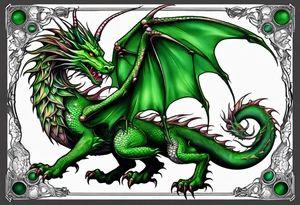 Moon fairy green dragon tattoo idea