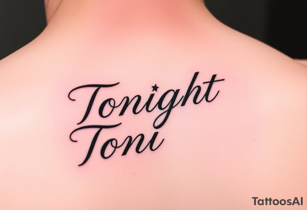 The words, Tonight Tonight in cursive with two stars tattoo idea