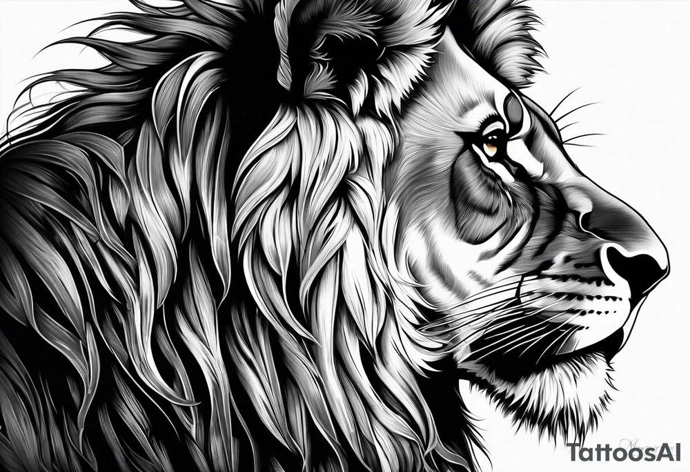Courageous lion for my shoulder, side profile tattoo idea