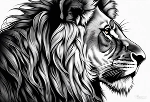 Courageous lion for my shoulder, side profile tattoo idea