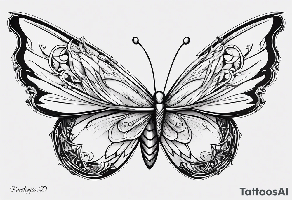 Angel winged butterfly tattoo idea