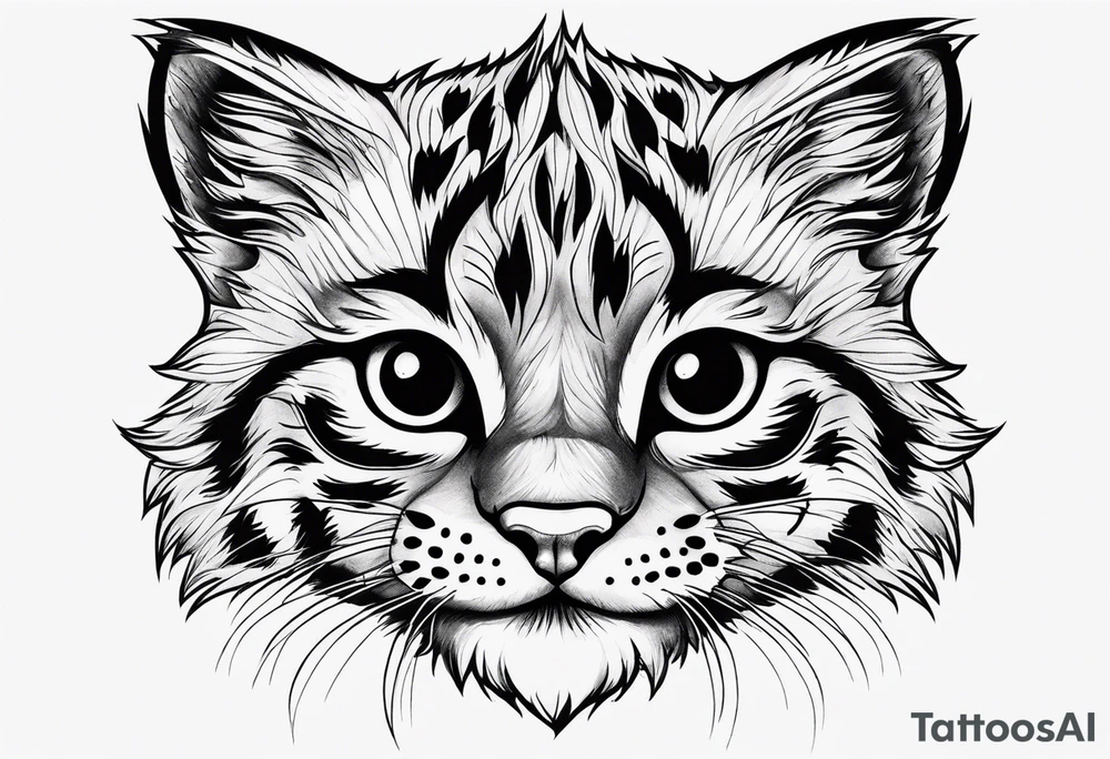 Super cute happy wildcat cub tattoo idea