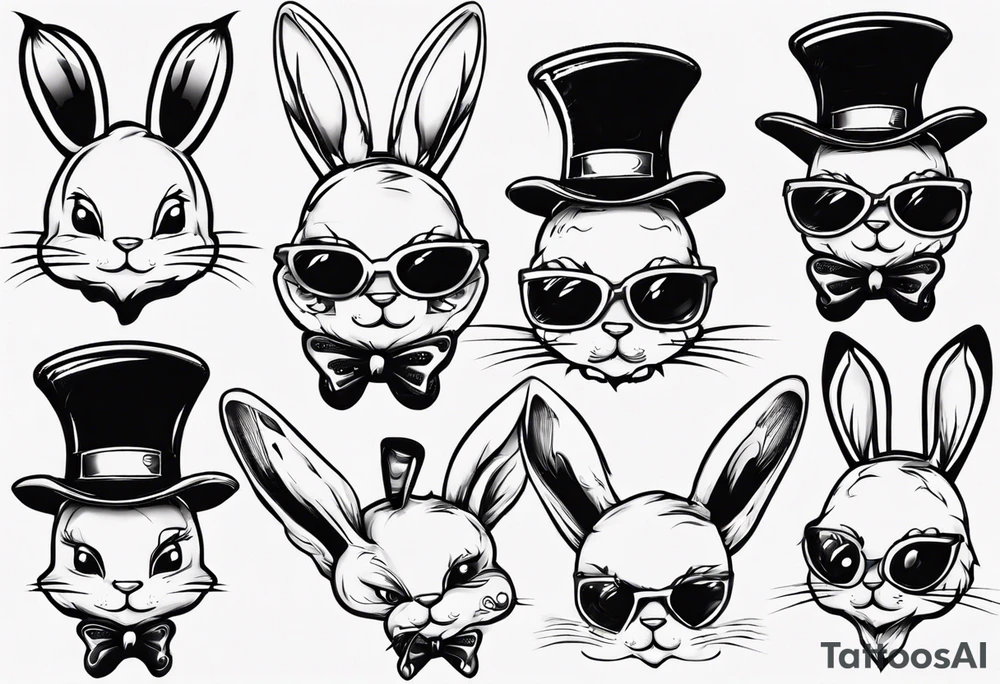 funny bunny hat tattoo idea