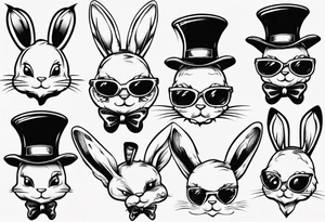 funny bunny hat tattoo idea