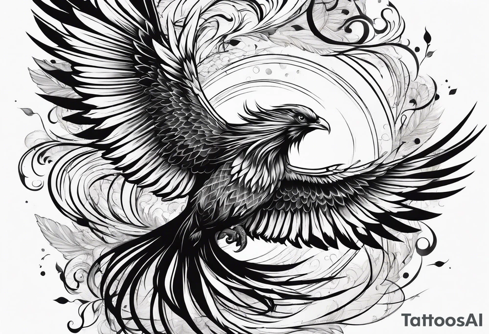 Phoenix bird flying sideways and fading away

, tattoo idea