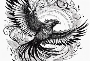 Phoenix bird flying sideways and fading away

, tattoo idea