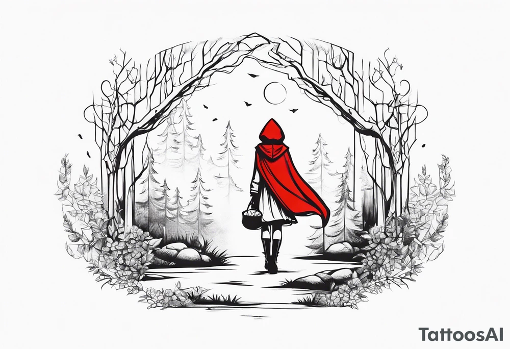 Sexy little red riding hood tattoo idea