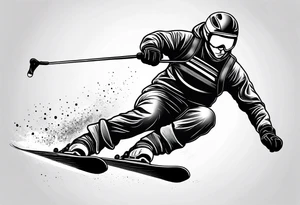 Line drawing skier tattoo idea