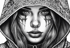 Horror hooded girl tattoo idea