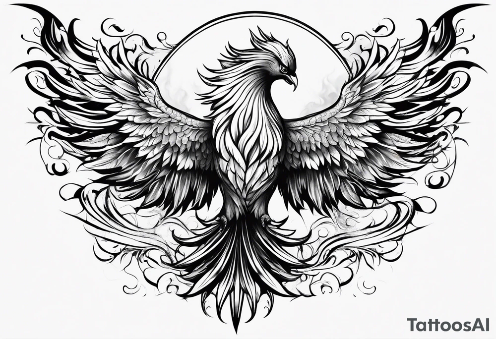 Phoenix on fire tattoo idea