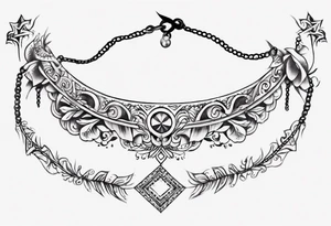 Ankle bracelet tattoo with feminine style and larger in the centre. Show on ankle tattoo idea