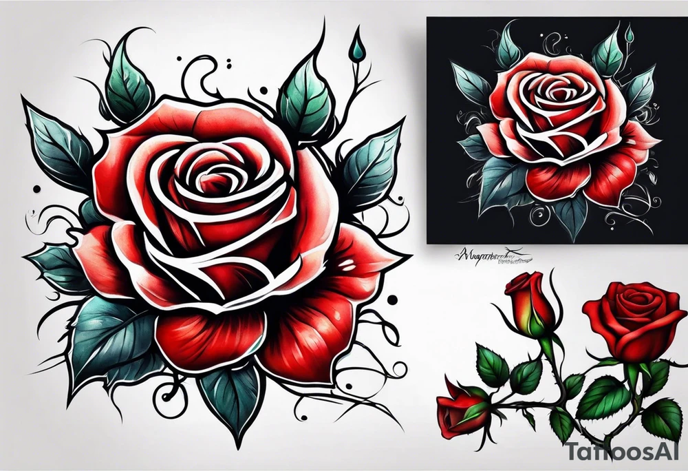 a red rose with thorns tattoo idea