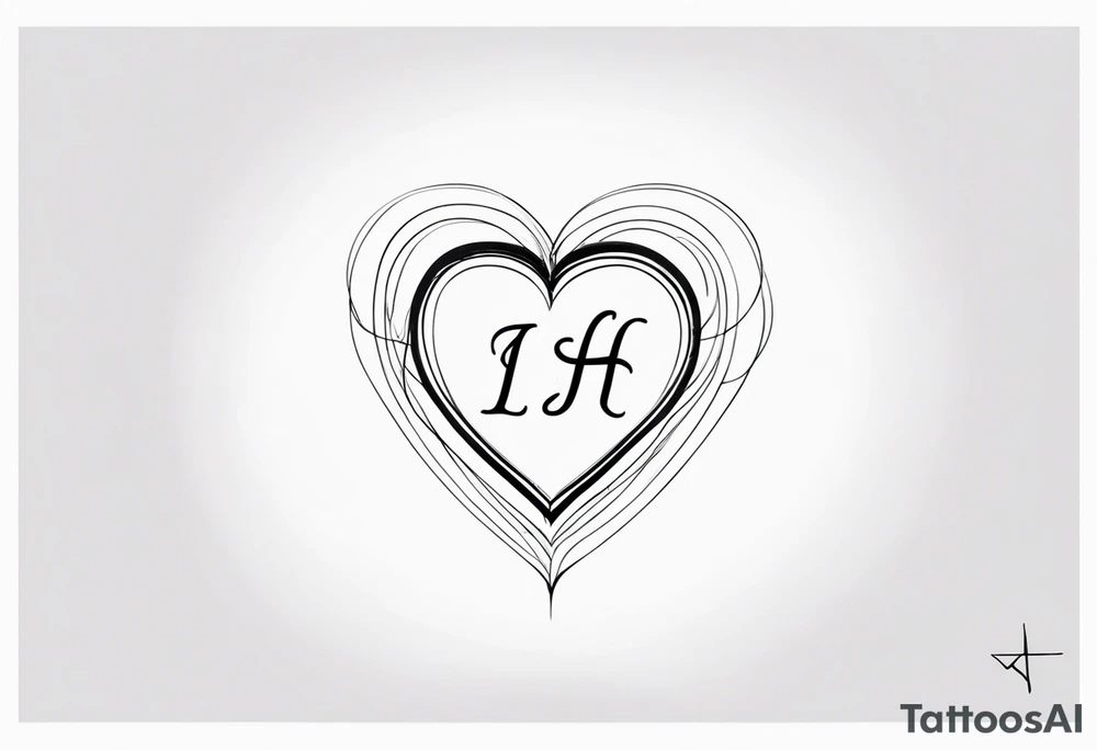 Heart with initials I H tattoo idea