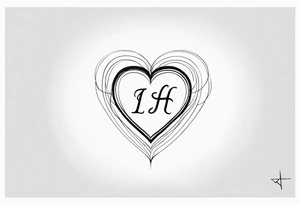 Heart with initials I H tattoo idea