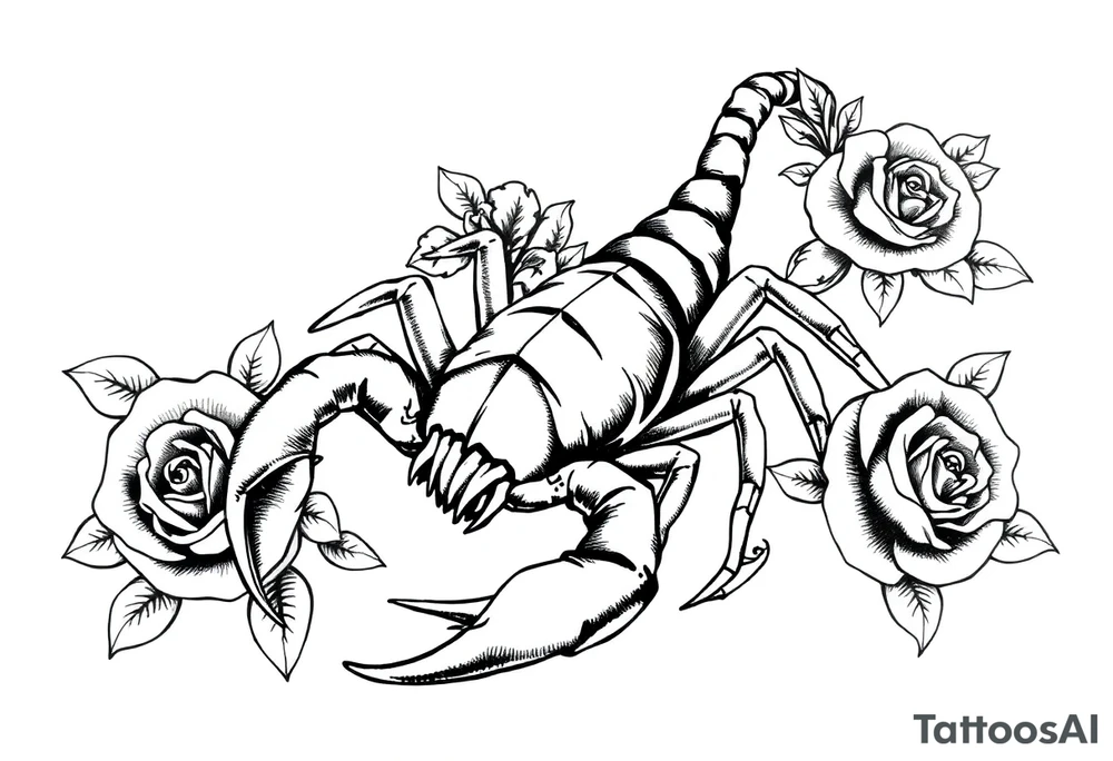 Scorpion with roses tattoo idea