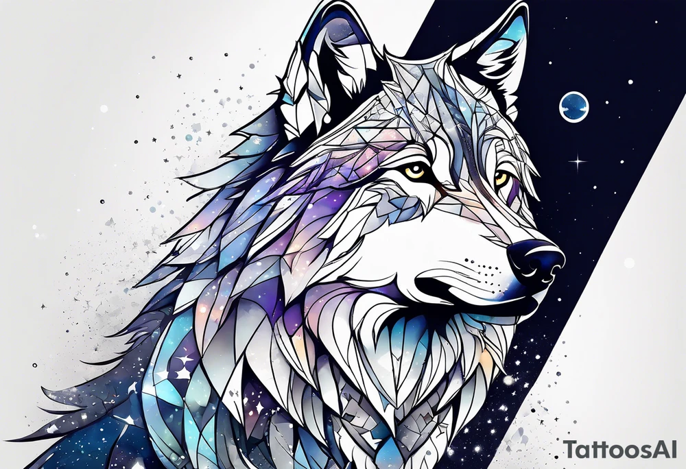 Constellation, animal wolf snow , géométric tattoo idea
