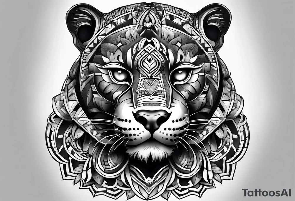 aztec black jaguar sitting tattoo idea