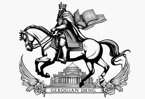 Georgian king david the builder on horse with book in hes hand tattoo idea