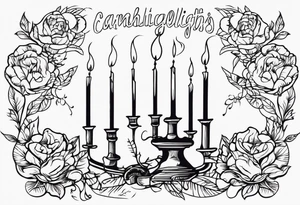 Bougie parchemins  phrase where candlelights flickers though the air is deathly still tattoo idea