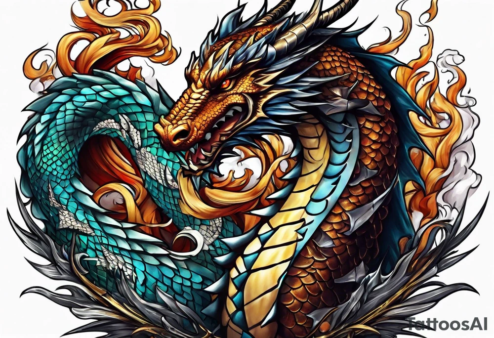show me a tattoo design where there is a sword and a dragon wrapped around it tattoo idea