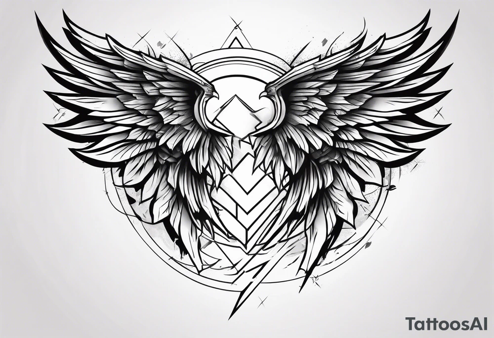 Wings lightning tattoo idea