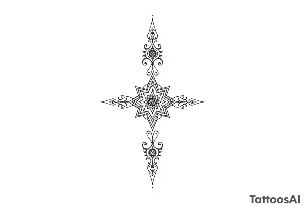 long ornament shaman and witch style mytical with ancient rhyme tattoo idea