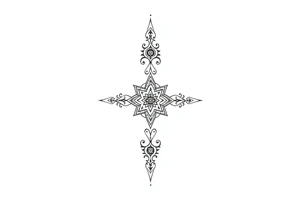 long ornament shaman and witch style mytical with ancient rhyme tattoo idea