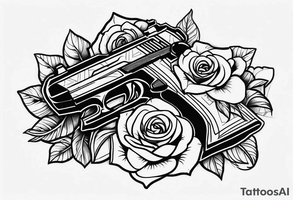 Money, guns, roses tattoo idea