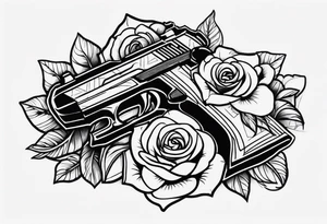 Money, guns, roses tattoo idea