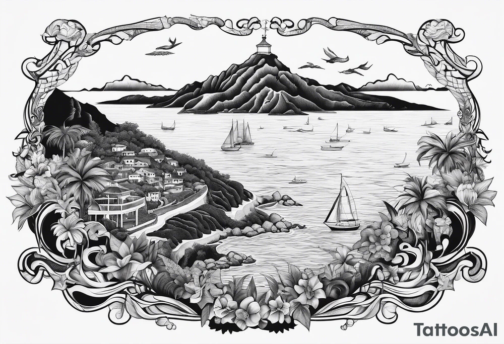 Virgin Islands map and virgin island views tattoo idea