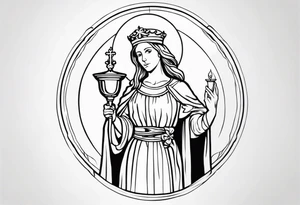 Saint Barbara  full body 
holding a chalice tattoo idea