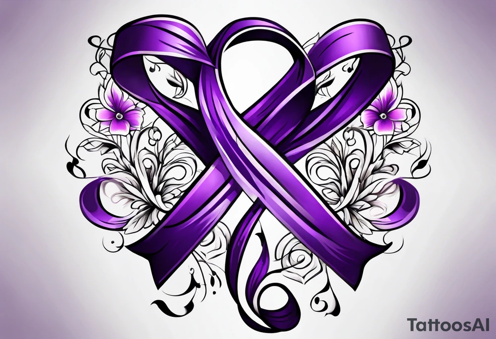 Purple cancer ribbon tattoo idea