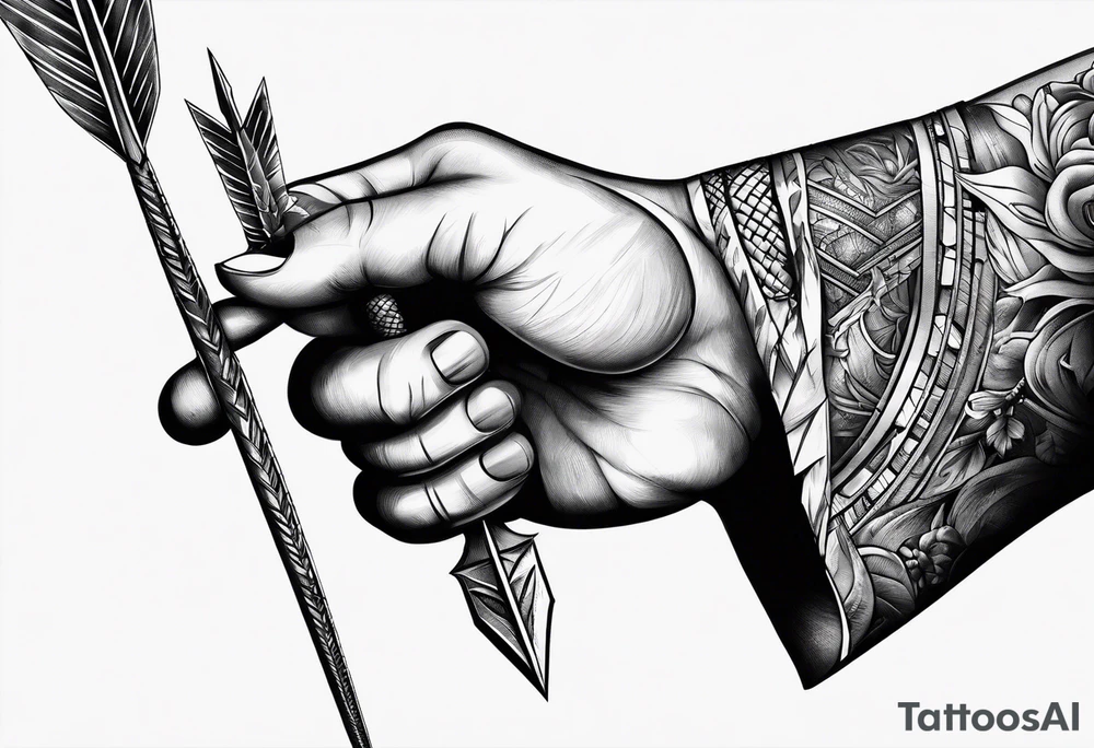 human hand stabbed by an arrow tattoo idea