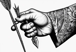 human hand stabbed by an arrow tattoo idea