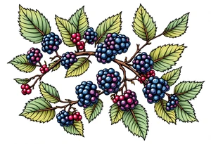 American traditional style Blackberry branch to wrap around an arm tattoo idea