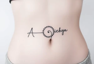 Create a tattoo that writes the Hindi word "Anichya" with A in English n rest in pali. circle or spiral, which represents the cyclical nature of life and death tattoo idea
