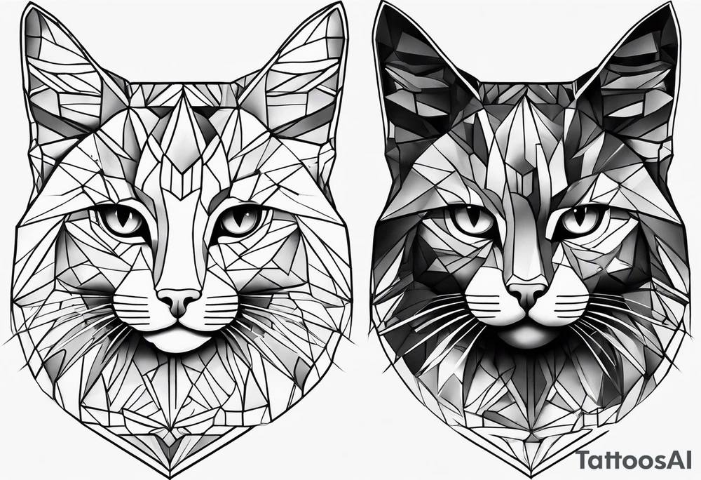 geometric cat tattoo idea
