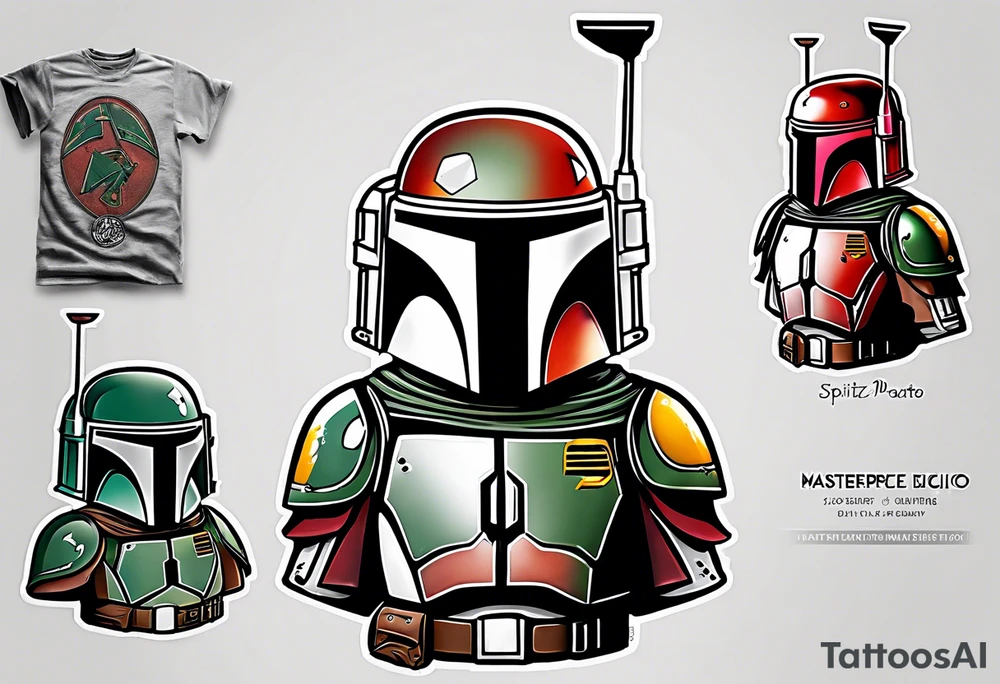 Spitz dog dressed like boba fett tattoo idea