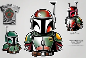Spitz dog dressed like boba fett tattoo idea