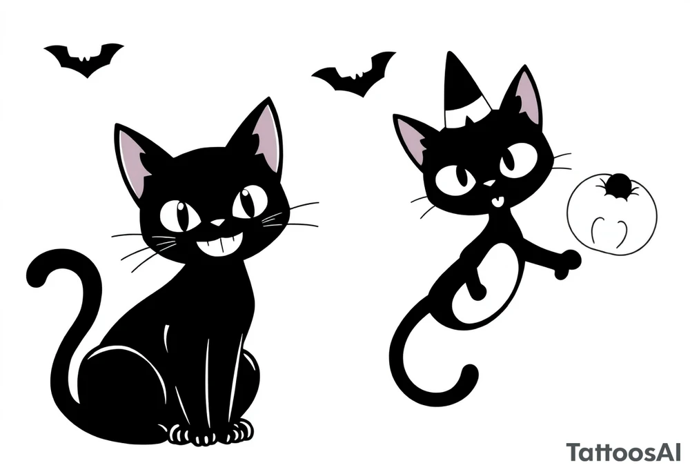Halloween black cat tattoo idea