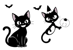 Halloween black cat tattoo idea