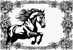 black and white tattoo mix of horse and guns tattoo idea
