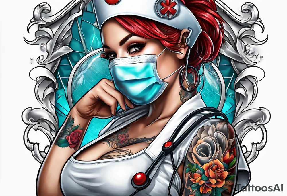 Nurse using protection against Covid tattoo idea