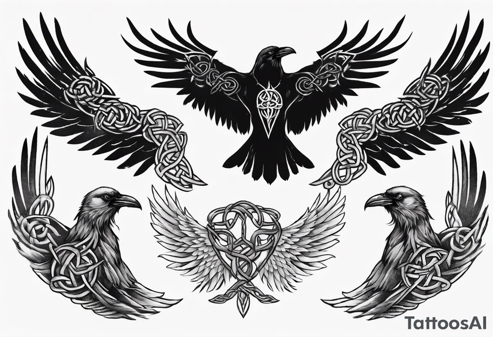 norse style raven wings spread with celtic knotwork tattoo idea norse style raven wings spread with celtic knotwork tattoo idea