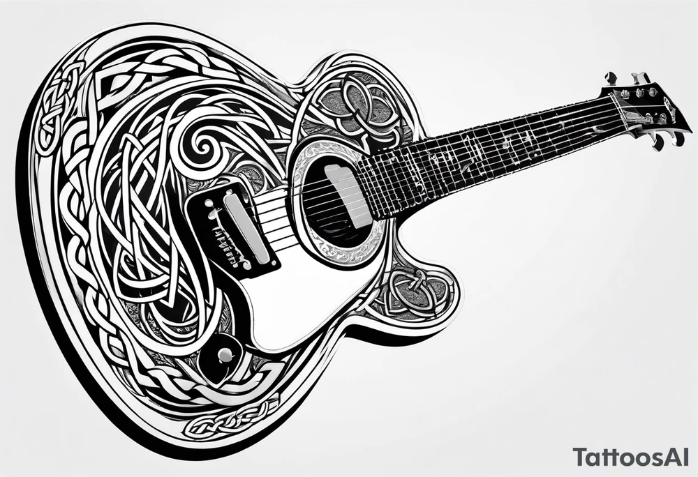 Celtic knot electric guitar on fire tattoo idea