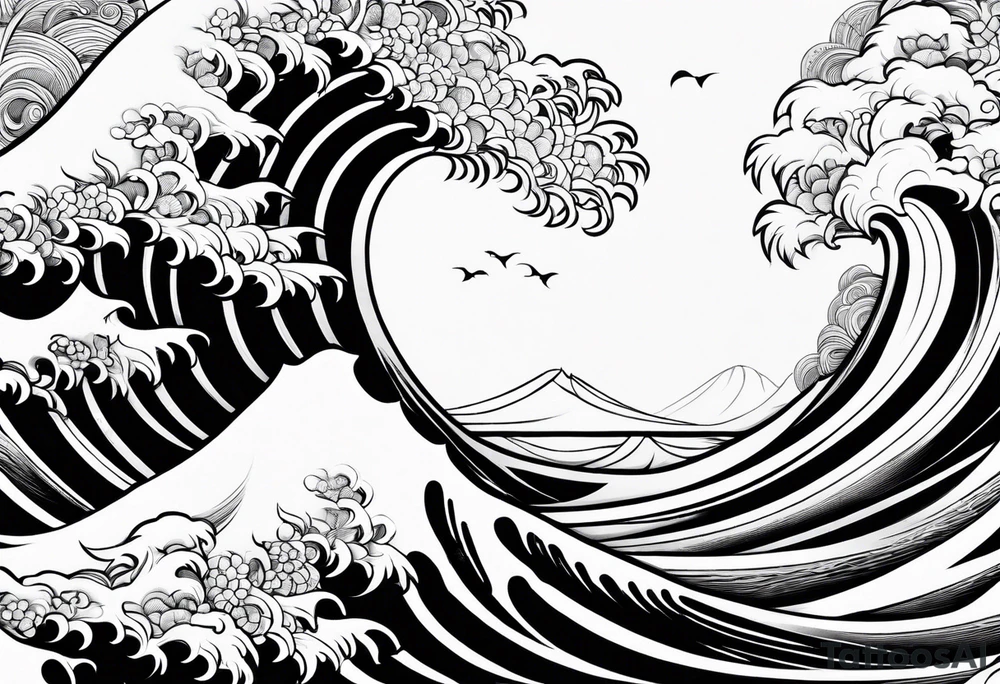 Waves background tattoo idea