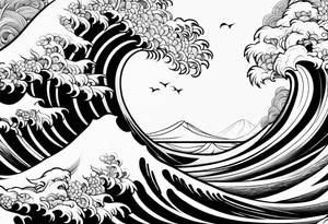 Waves background tattoo idea