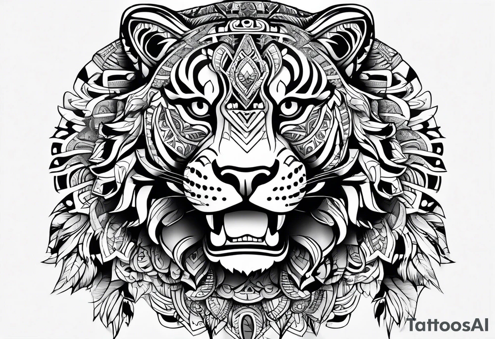 aztec jaguar tribal full body tattoo idea