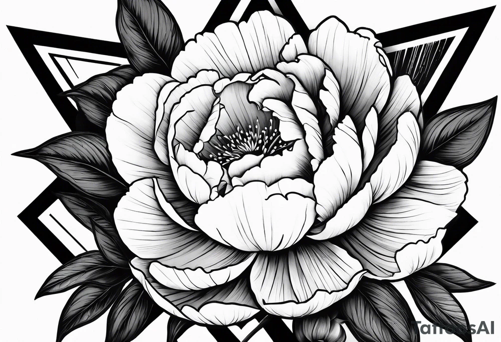 Triangle, peonies, lines, sun, thin lines, aesthetics, tattoo for girl tattoo idea