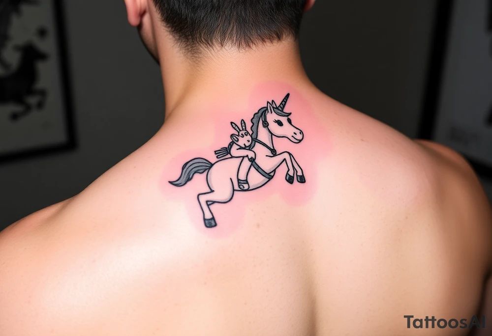 Deadpool riding unicorn tattoo idea